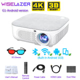 WISELAZER G1 Full HD 4K 1920x1080P LCD Smart Android 10.0 Wifi LED Video Home Theater Cinema 1080P Projector for Smartphone