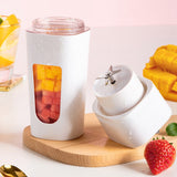 2 Pcs Portable Blender For Handmade Fruit Or Vegetable Smoothie Mini Juicer With USB Rechargeable Blue &amp; Pink