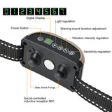 Intelligent Dog anti bark collar vibration sound flash light for small big dogs recharge rainproof anti-dog barking dog product
