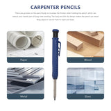 2Pcs Solid Carpenter Pencil Set For Construction With 24 Refill Leads Built-In Sharpener, Deep Hole Mechanical Pencil