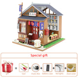 Diy Dollhouse Kit Miniature Building Wooden House Model Japanese-style Sushi Shop Kids Toys Adult Gift Big Doll House Furniture