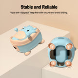 Cartoon Kids Potty Training Toilet Comfortable Safe Toilet Trainer with Soft PVC Pad Lip Handles Cleaning Brush for Toddlers