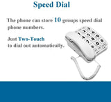 KerLiTar P11W Big Button Corded Phone for Elderly Amplified Speakerphone for Hearing Impaired Seniors Home Desktop/Wall Phone