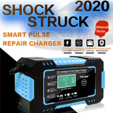 Car Battery Charger 12V Pulse Repair LCD Display Smart Fast Charge AGM Deep cycle GEL Lead-Acid Charger For Auto Motorcycle