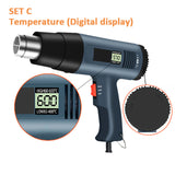 220V 2000W Advanced Hot Air Gun Temperatures Adjustable Digtal Display With 6pc Nozzles Electric Heat Gun