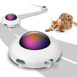 Automatic UFO Interactive Cat Toy for Indoor Rotating Feather Electronic Cat Toy Smart Auto Shut-Off Random Moving USB Charging