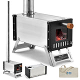 Outdoor Tent Wood Stove with Chimney Pipes Portable Camping Wood Burning Stove Outdoor Tent Furnace for Camping Heating Cooking