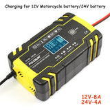 Jump Starter Wire Car Battery LCD Display Short Start Function  Car Battery Charger 12V 8A 24V 4A New Auto Recharge For 12/24V
