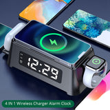 15W Qi Alarm Clock Wireless Charger Pad for Apple iPhone 12 11 XS XR 8 Plus Charger for Apple Watch 6 5 4/ 2/Pro