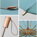 Vintage Umbrella 16 Bone Light Aluminum Alloy Rainy Solid Folding Windproof Large Umbrella Men Rain Women Gift Parasol