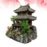 Creative Artificial Hill House Decoration Exquisite Landscape Resin Crafts for Aquarium Fish Tank Decor (Building)
