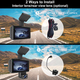Dash Cam Dual Lens 1080P UHD Recording Car Camera DVR Night Vision WDR Built-In G-Sensor Motion Detection 24Hr Parking Monitor