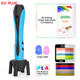 3D Pen With 12 Colors PLA Filament Printing Pen Support ABS and PLA Kids Diy Drawing Pen With LCD Display