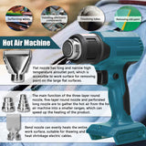 Cordless Handheld Hot Air Machine Lithium Rechargeable Heating Equipment Temperatures Adjustable Power Tool with 4 Nozzles