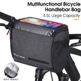 WEST BIKING 4.5L Large Capacity Cycling Bag Waterproof Bike Rack TPU Mobile Phone Holder MTB Front Frame Bag for 7.5inch phone