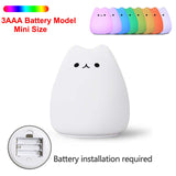 Silicone Touch Sensor LED Night Light For Children Baby Kids 7 Colors 2 Modes Cat USB Charging LED Night Lamp Surface Touch Lamp