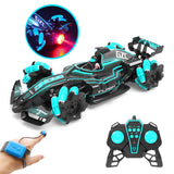 2.4GHz 4WD RC Stunt Car 1/12 RC Spray Car 25km/h Remote Control Car 2 Control Mode with Light Engine Sound 360 Rotation for Kids