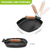 Outdoor Camping Cookware Frying Pan Grilling Pan with Folding Handle, Cooking Kitchenware for Outdoor Hiking and Picnic