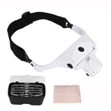USB Rechargeable 2 LED Auxiliary Light Wearable Magnifier 5 Focus-length Adjustable Magnifying Loupe with 5 Replaceable Lenses