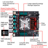 ZK-HT21 Upgrade 160WX2+220W  2.1 Channel Bluetooth Digital Power Amplifier Module TDA7498E DC 15~36V High and Low Tone Subwoofer