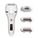 Women 4-in-1 Electric Shaver Set Epilator Hair Removal Device Foot Grinder Set with Battery Status Display A7