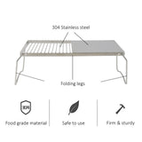 2 in 1 Outdoor Folding Stove Stand Barbecue Grill Camping Table Pot Holder BBQ Net Firewood Bracket For Hiking Picnic BBQ Party