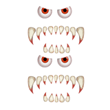 2 Sets Fiend Eyes Fangs Wall Decals Spooky Decals (Assorted Color)