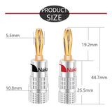 100Pcs Banana Plug 24K Gold Plated Copper BFA 4Mm Banana Connector Male Speaker Plug Audio Speaker Wire Plug