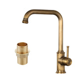 Brass Single Hole Retro Antique Brass Kitchen Sink Tap Swivel Basin Mixer Single Lever Faucet Tall Kitchen Faucet