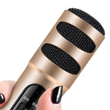 Musical Microphone Portable Handheld Karaoke Mic Speaker Machine for Christmas Birthday Home Party Golden