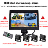 4 Channels 7/10 inch blind spot alarm detection BSD reversing DVR Monitor 1080P Vehicle Reverse Backup Recorder For Bus Truck