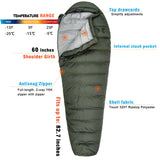 Akmax.cn Down Mummy Sleeping Bag 0 Degree F 400 Fill Power for 3-4 Seasons Ultralight Compact Portable Waterproof Camping