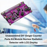 Unassembled DIY Purple Geiger Counter Parts Kit Module Nuclear Radiation Detector with Sound and Light Alarm Function