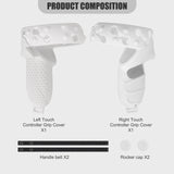 3in1 Touch Controller Silicone Grip Ring Cover+Adjustable Hand Strap +Thumb Caps for Oculus Quest 2 VR Protective Accessories