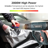 Hot Air Blower 2000W Heavy Duty Fast Electronic Digital Heat Gun Hot Air Gun Air Heater Adjustable Temperature Rapid Heating
