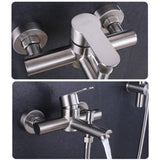 Wall Mount Cold Hot Water Mixer 304 Stainless Steel Triple Valve Nozzle Tap Bathtub Faucet Bathroom Shower Faucet
