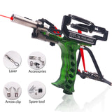 Powerful Slingshot with Wrist Rest Hunting Fishing Shooting Darts Steel Balls Laser Slingshot Stainless Steel Catapult Outdoor