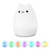 Cute Silicone LED Night Lamp USB Rechargeable Children Night Light 7-Color Breathing Modes Touch Sensor Control Night Lamp