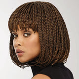 Braid Wig Female Short Hair Bob Wig Full Top Chemical Fiber Headgear Box Braid Wig