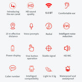 BT 5.0 Wireless Headphones White Mini Earbuds Sweatproof Sport Headset In-ear Earphone Charging Case Touch Control