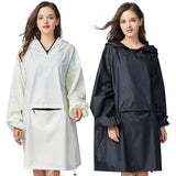 Women's Stylish Waterproof Rain Poncho Cloak Raincoat with Hood Sleeves and Big Pocket on Front.