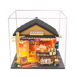 Japanese Style Grocery Store 3D Wooden Dollhouse Miniaturas with Furnitures DIY doll house kit toy for Children Brithday gift