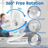 Mini USB Fan with 2400 MAh Battery, Clip Mini Table Fan, 360 Degree Adjustable, Quiet Small USB Fan for Office, Car
