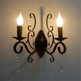 Retro Loft wall lamp white black iron crystal deco wall lighting fixture forbedroom restaurant aisle pub cafe Lantern sconce