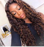 Ladies Wig Curly Hair Wig Mixed Color Synthetic Fiber Head Cover Wig