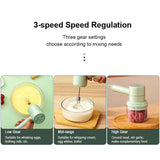 2In1 Rechargeable Garlic Ginger Chopper Electric Egg Beater Whisk Wireless Automatic Meat Food Machine Handheld Mix Kitchen Tool
