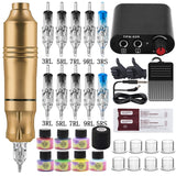 Tattoo Cartridge Machine Kit Tattoo Pen Kit Tattoo Power Supply 10PCS Tattoo Cartridge Needles Permanent Makeup Tattoo Set
