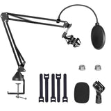 Microphone Boom,Adjustable Suspension Boom Scissors Mic Holder with Microphone Clip,for Other Mics,Games,Etc