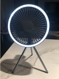 Portable Camping Fan Rechargeable Mini Fan USB Outdoor Camping Ceiling Fan With Led Light Tripod Stand Desktop Fan Gray/White