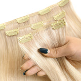Real hair wig female straight hair real hair 4-piece set clip hair wig seamless hair extension piece